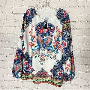 Gorgeous Long Sleeve Parrot Blouse
